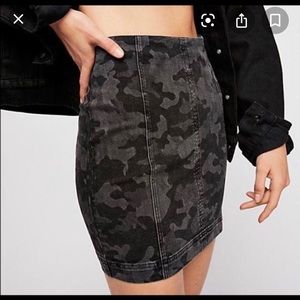 Free People Black Camo Femme Skirt